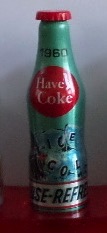 1960 € 3,00 coca cola mini alu flesje ( incl. sleutelhanger)